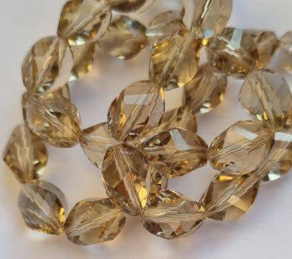 8pc x 13mm Light Brown  Faceted Glass Beads