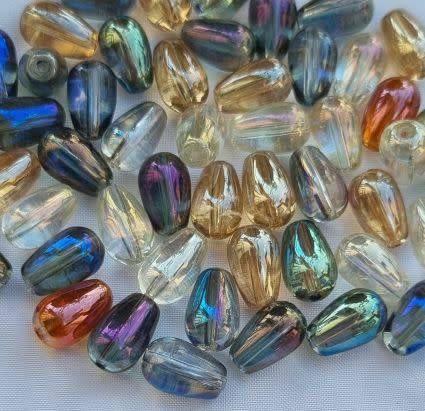 20pc (13x18mm)  Mixed / Electroplate / Drop / Glass Beads