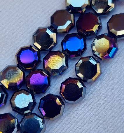 *Clearance Sale*12pc x 7mm  Dark Blue / Purple / AB/  Octagon Glass Beads