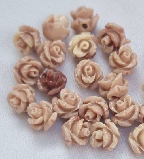 10pc x (7x6mm) Rose / Light Brown  / Dyed / Synthetic Coral Beads