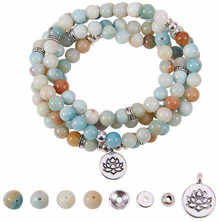 ***DIY***Natural Amazonite Beads / Tibetan Style Spacers  /Bracelet Making Kit