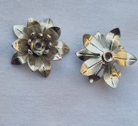 *Clearance Sale* 1pc x (16x6mm) Antique Silver / Flower / Metal Bead Cap / Spacer Bead