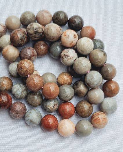 1 Strand  Natural /  Fossil Coral / Round Beads (+/-  8mm)   +/-48pc
