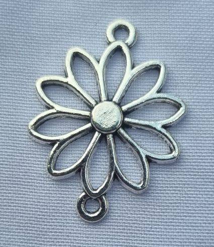 1pc x (25x18mm) Flower / Antique Silver Tibetan Style Connector
