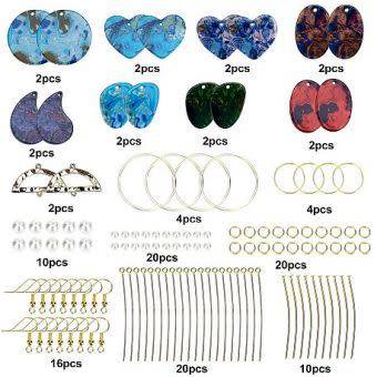 ***DIY*** 8 Pairs/ Resin Pendants / Glass Pearls /Dangle Earing Making Kit