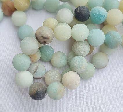 1 Strand  (8mm)   Natural /Frosted/ Flower  Amazonite Round  Beads +/- 44pcs