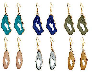 ***DIY*** 6 Pairs  / Imitation  Druzy Agate Style / Resin / Earring Kit ***