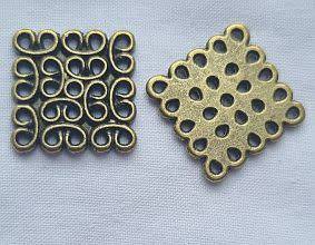 1pc x (15x15mm) Square / Antique Bronze / Tibetan Style / Connector / Chandelier Component