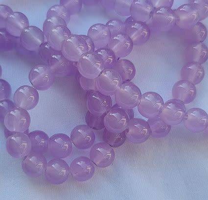 20Pc x 8mm  Purple / Painted / Round  Glass  Beads