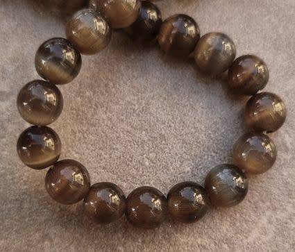 10pc x 8mm Brown Round Cat`s Eye Beads