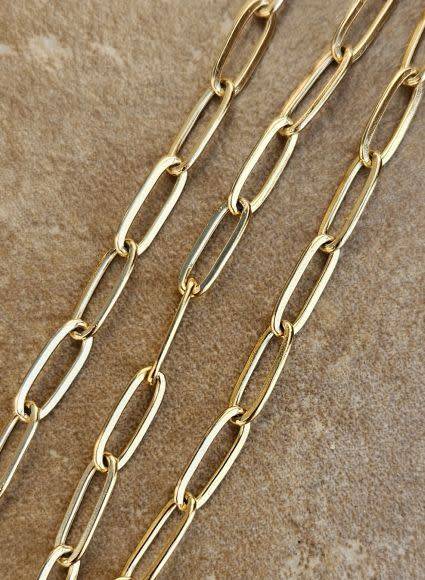 1m  18k Gold Plated  /  Stainless Steel / Paperclip Links / Chain /  Link Size 12x4mm