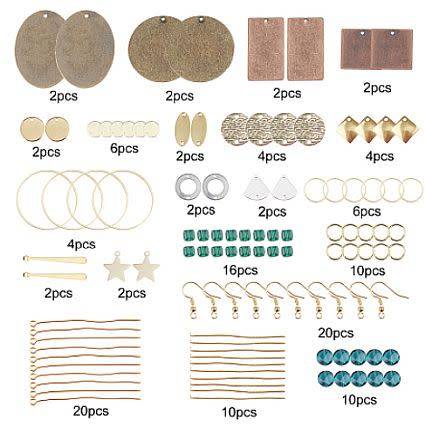 ***DIY*** 10 Pairs /  Bronze / Gold Tone  /Dangle Components / Glass Beads / Earing Making Kit