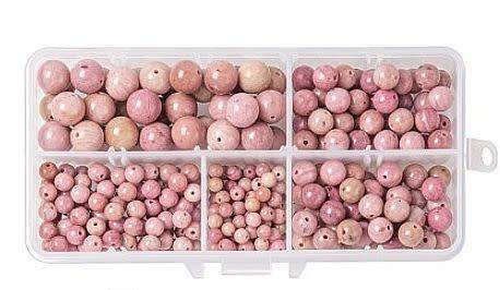 340pcs (4 Sizes) Natural  / Rhodonite /Round Beads / 4,6,8 & 10mm