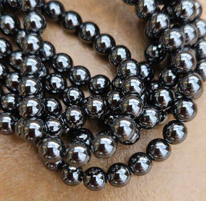 20pc x (6mm) Natural Hematite /  Non-magnetic / Black / Round  Beads
