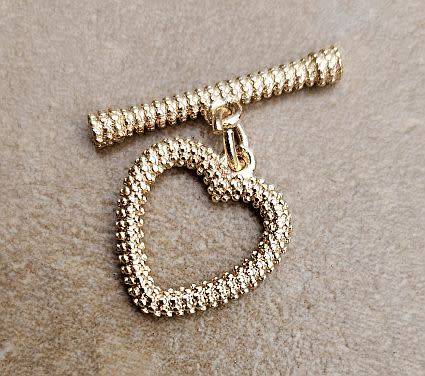 1 pc Gold Plated  / Heart /  Toggle Clasp (Clasp Size 14x13mm) - 1 Set