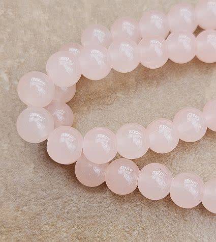 20Pc x 6mm  Light Pink / Painted / Round  Glass  Beads