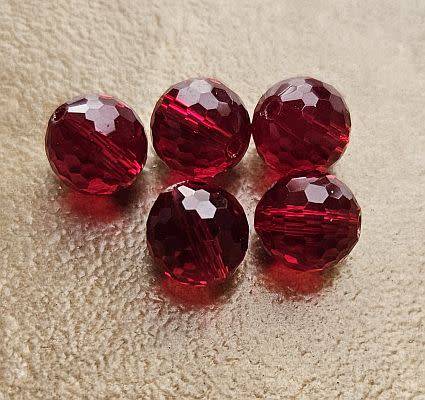 10pc x 10mm Red / Imitation Crystal / Round Faceted Beads