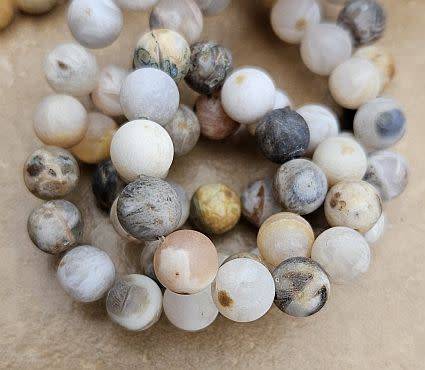 *Clearance Sale*1 Strand (+/-8mm) Natural /  Bamboo Leaf Agate / Frosted / Round  Beads