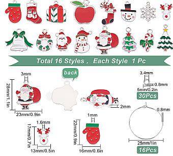 ***DIY*** 16 Set Christmas Wine Glass / Charms / Silver Tone / Enamel / Markers / Making Kit