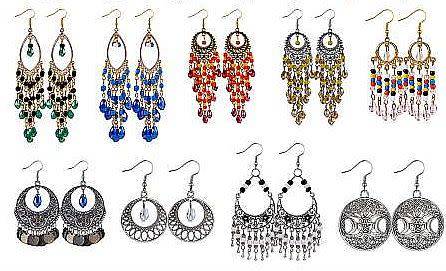 ***DIY*** 9 Pairs /  Glass Beads / Alloy  Tibetan Style Chandelier    Earring Components Kit***