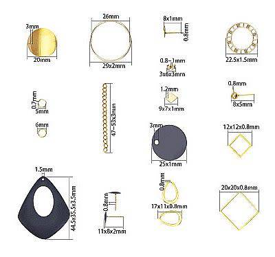 ***DIY*** 6 Pairs  Black Pendant / Gold Tone Stainless Steel Findings /  Earring Making Kit
