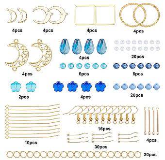 ***DIY*** 8 Pairs / Moon / Gold Tone / Alloy Pendants / Glass Beads /  Earring Kit