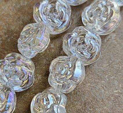 10pc  (12.5mm) Clear / Rose / Electroplate Glass Beads