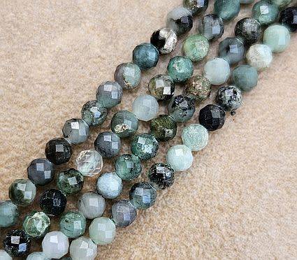*Clearance Sale*1 Strand (+/-3mm)  Natural / Emerald Quartz / Faceted Round Beads