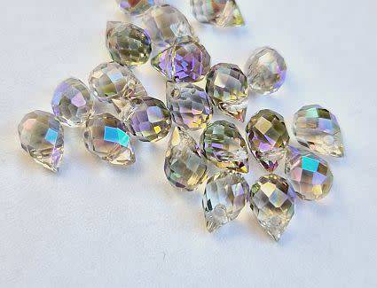 *Clearance Sale*20 pc x (6x5mm) Smoky Electroplated Teardrop Faceted Glass