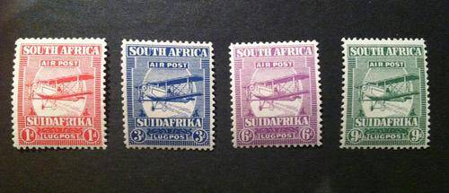 Union of SA - 1925 - 1st Airmail Issue Set - Value R410