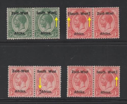 SWA - 1923 - 4 x Kings Head Pairs with Large Printers Guide Marks - Mint