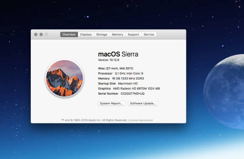 Apple 27" iMac - i5 - 3.1 GHz Intel Core - 16 GB DDR3 RAM - AMD Radeon - 1 TB HD