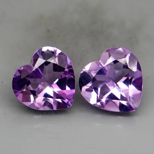 5.48ct Beautiful Heart Shape 10 mm PAIR! 100% Natural Amethyst