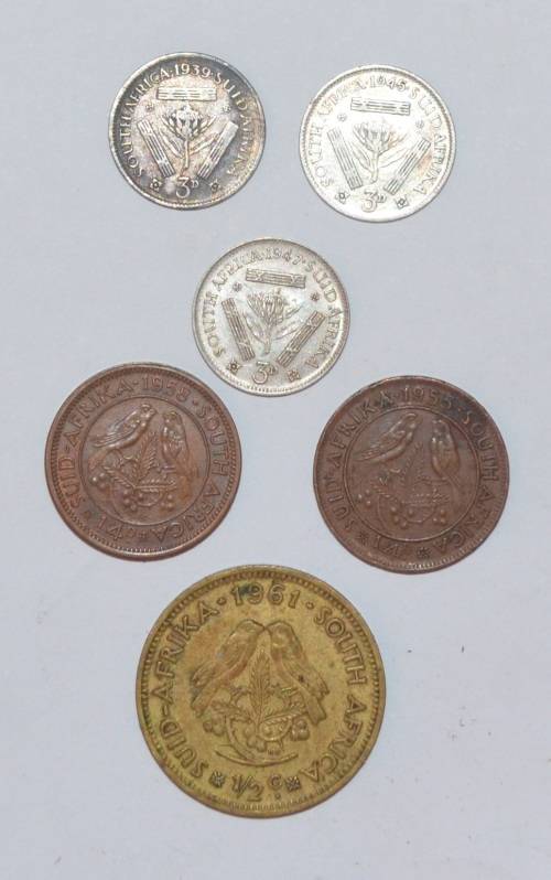 OLD SOUTH AFRICAN COIN LOT - YOUR BID IS FOR ALL 6 COINS