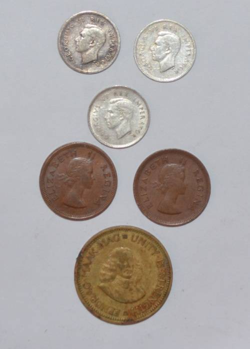 OLD SOUTH AFRICAN COIN LOT - YOUR BID IS FOR ALL 6 COINS