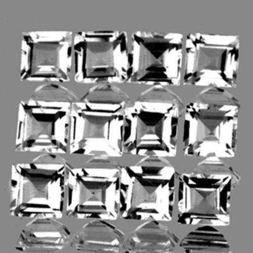 3.43CT/12PCS SQUARE CUT SPARKLING WHITE TOPAZ