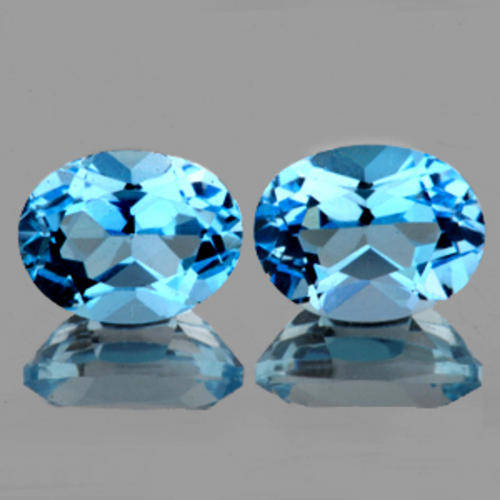 BEAUTIFUL 3.76ct PAIR OF OVAL CUT SKY BLUE TOPAZ