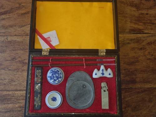 Chinese Calligraphy Set in lacquer box