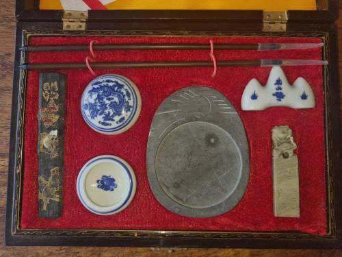 Chinese Calligraphy Set in lacquer box