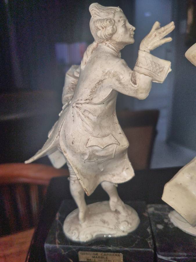 Vintage Colonial Figurines on Genuine Carrara Marble Base