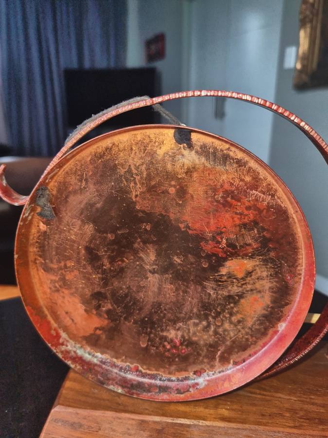 Vintage Brass Dinner Gong on Wood  Base -