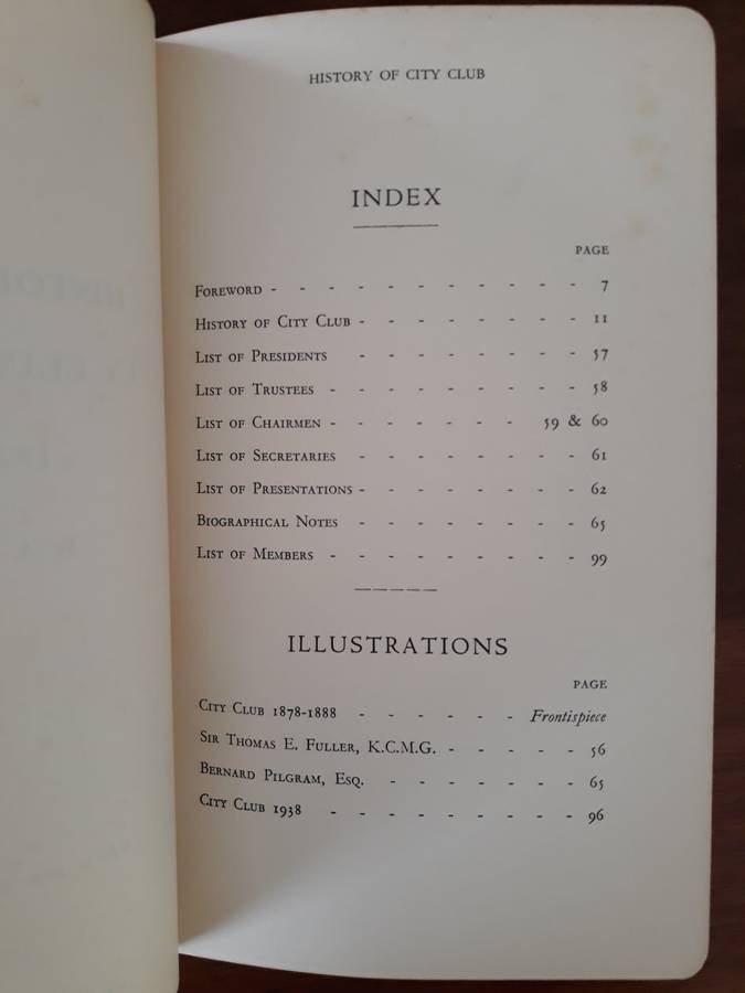 History of the City Club, Cape Town 1878 - 1938 (A.I. Little)