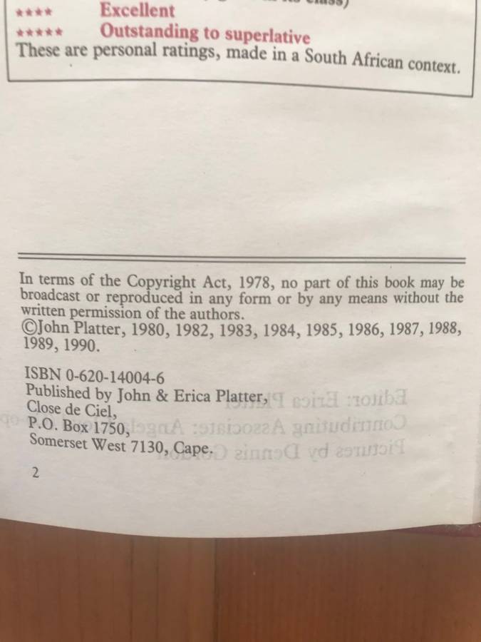 John Platter`s South African Wine Guide 1990