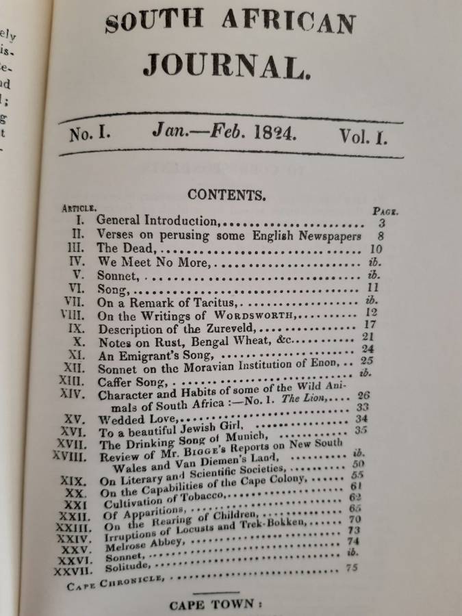 South African Journal; No. I. Jan- Feb, 1824