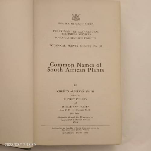 Common Names of South African Plants - Christo Albertyn Smith