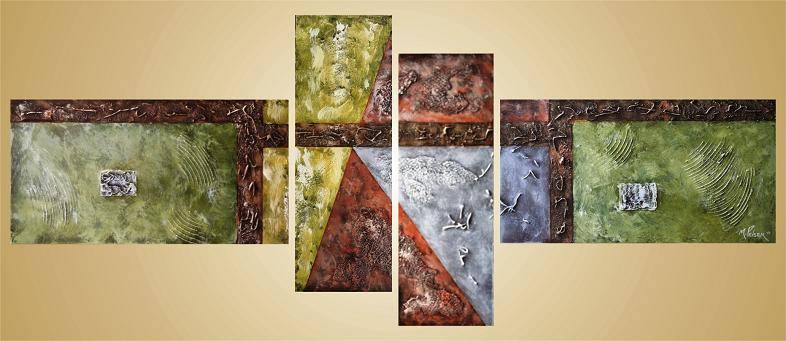 Original by Mario Pelser - Abstract  - 4 Panel Group Painting - size 1680 x 700