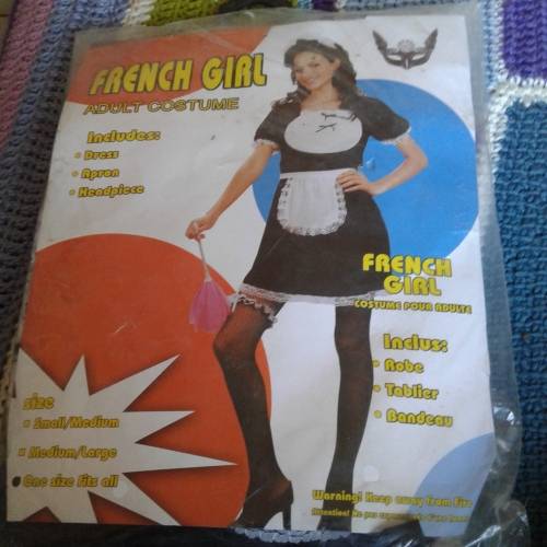 FRENCH GIRL ADULT COSTUME  (ONE SIZE FITS ALL )