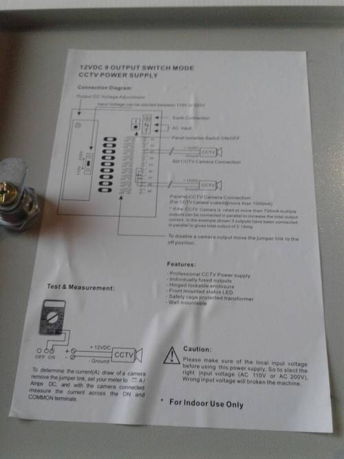 12VDC 9 OUTPUT SWITCH MODE CCTV POWER SUPPLY