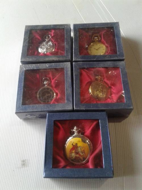 5 X STUNNING METAL CLASSIC QUARTZ POCKETWATCH  (TO CHOOSE OR TAKE ALL )