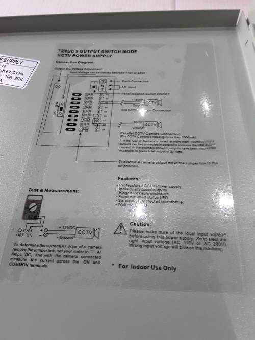 12 VDC,9 OUTPUT SWITCH MODE CCTV POWER SUPPLY
